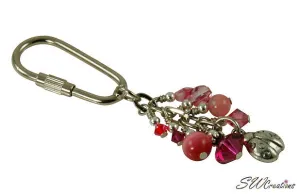 Ladybug Pink Charm Beaded Keychain