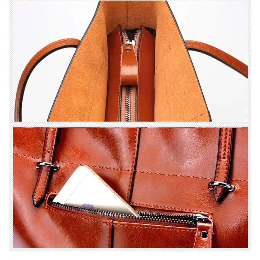 Leather Shoulder Tote Bag - Versatile Women's Bag NZ