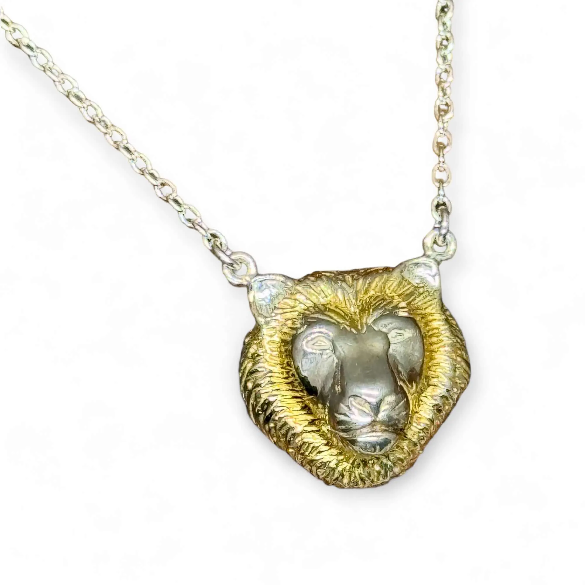 Lion Head Sterling Silver Necklace