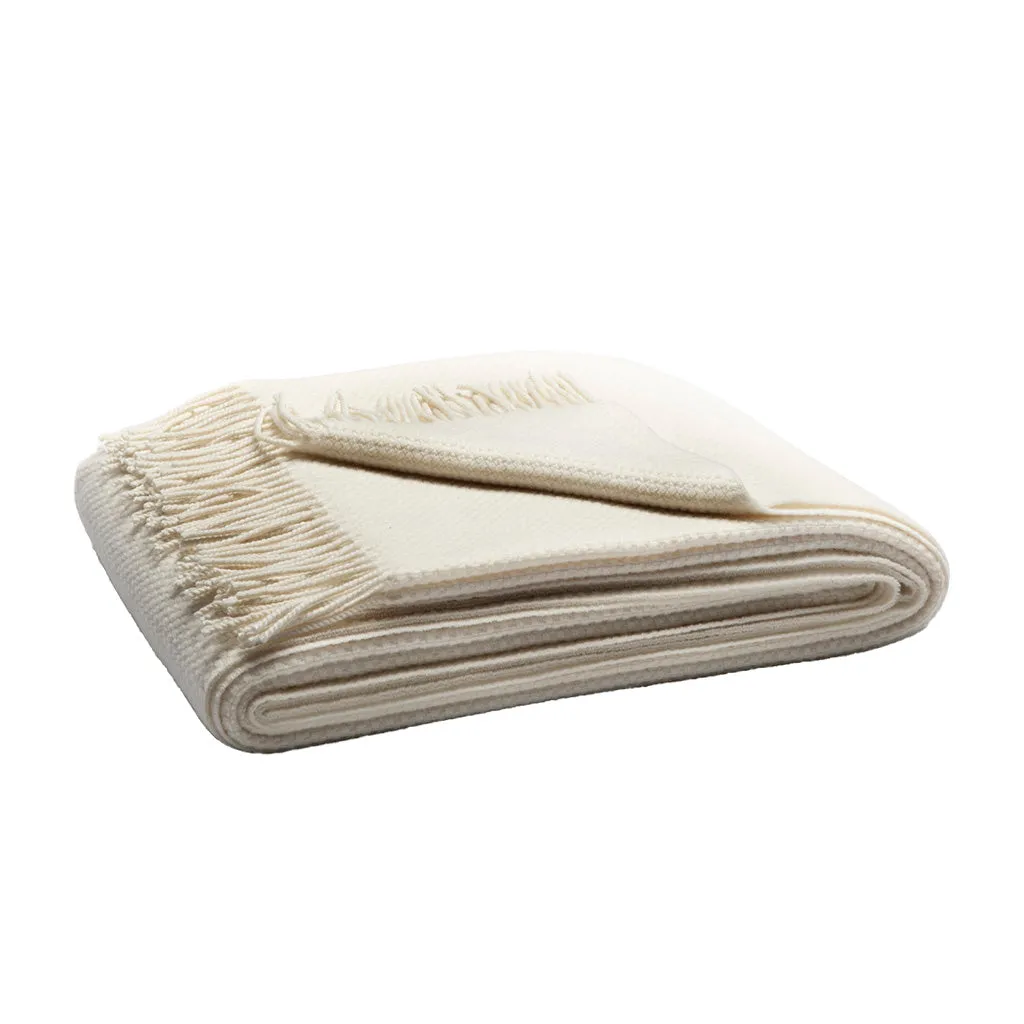 Lo Decor Cashmere Fringe Throw - Rice Grain Cream