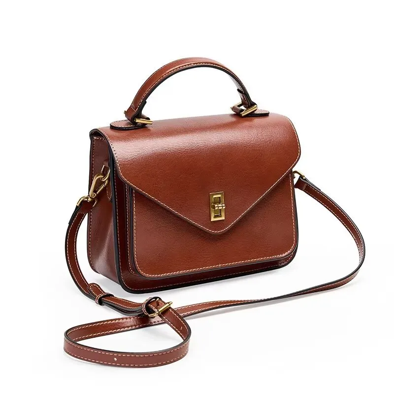 LuxeLeather Chic Hasp Shoulder Bag