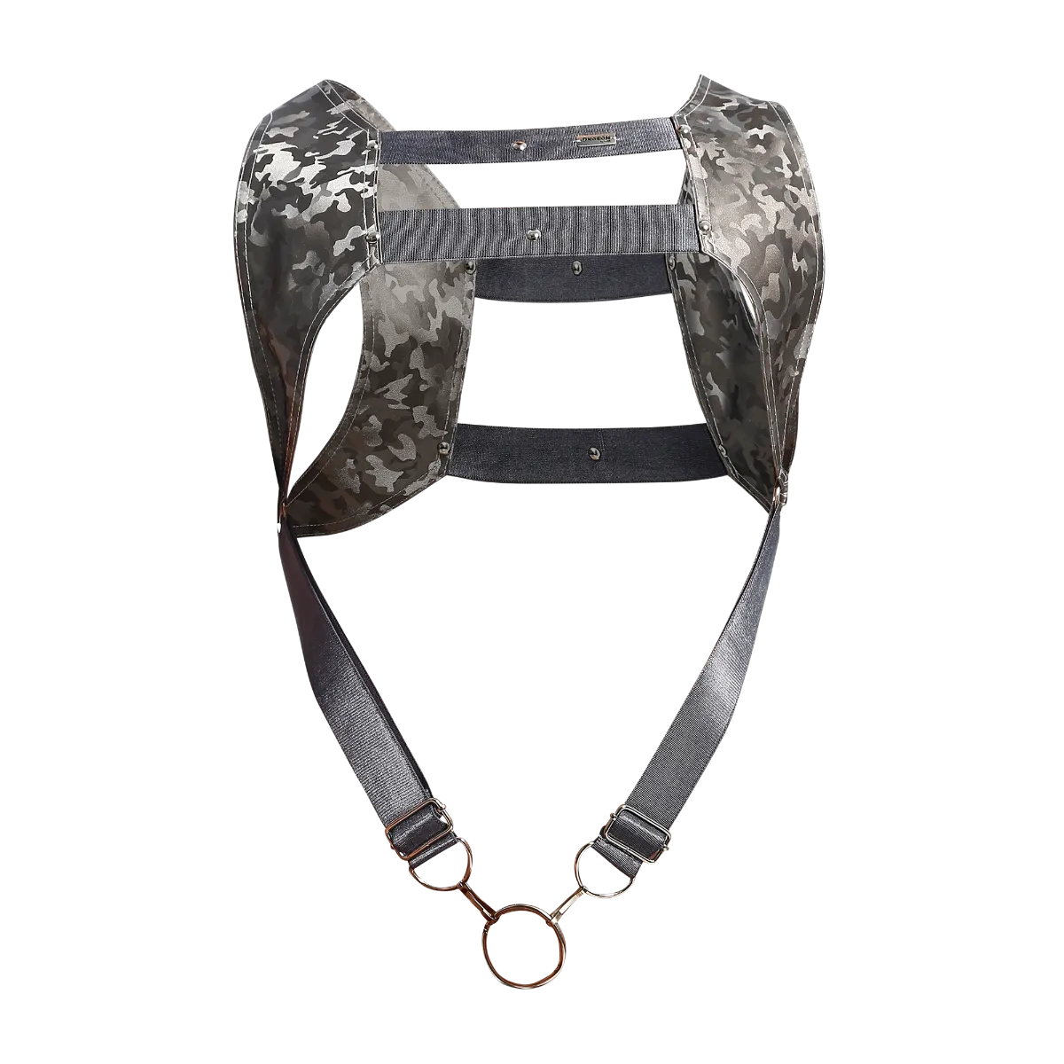 Male Basics Dngeon Leather Crop Top Harness w Penis Ring Titanium Camo One Size