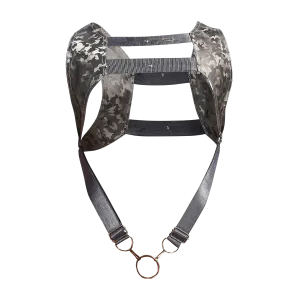 Male Basics Dngeon Leather Crop Top Harness w Penis Ring Titanium Camo One Size