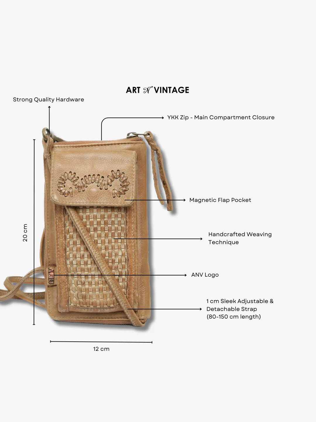 Maria: Leather Hand Weaving Crossbody Mobile Wallet