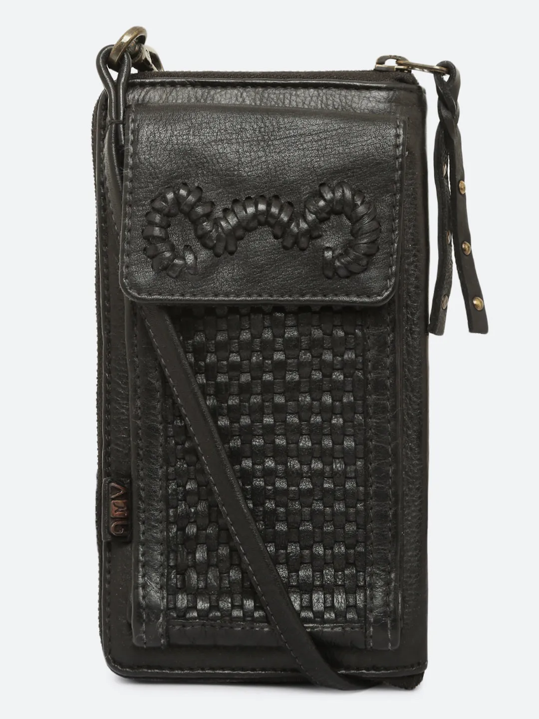 Maria: Leather Hand Weaving Crossbody Mobile Wallet