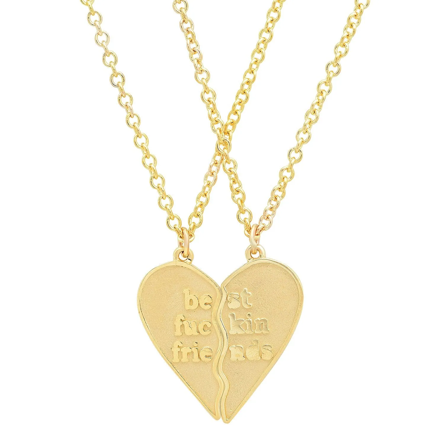 Mini Best Fuckin Friends (2 Piece) Heart Necklaces