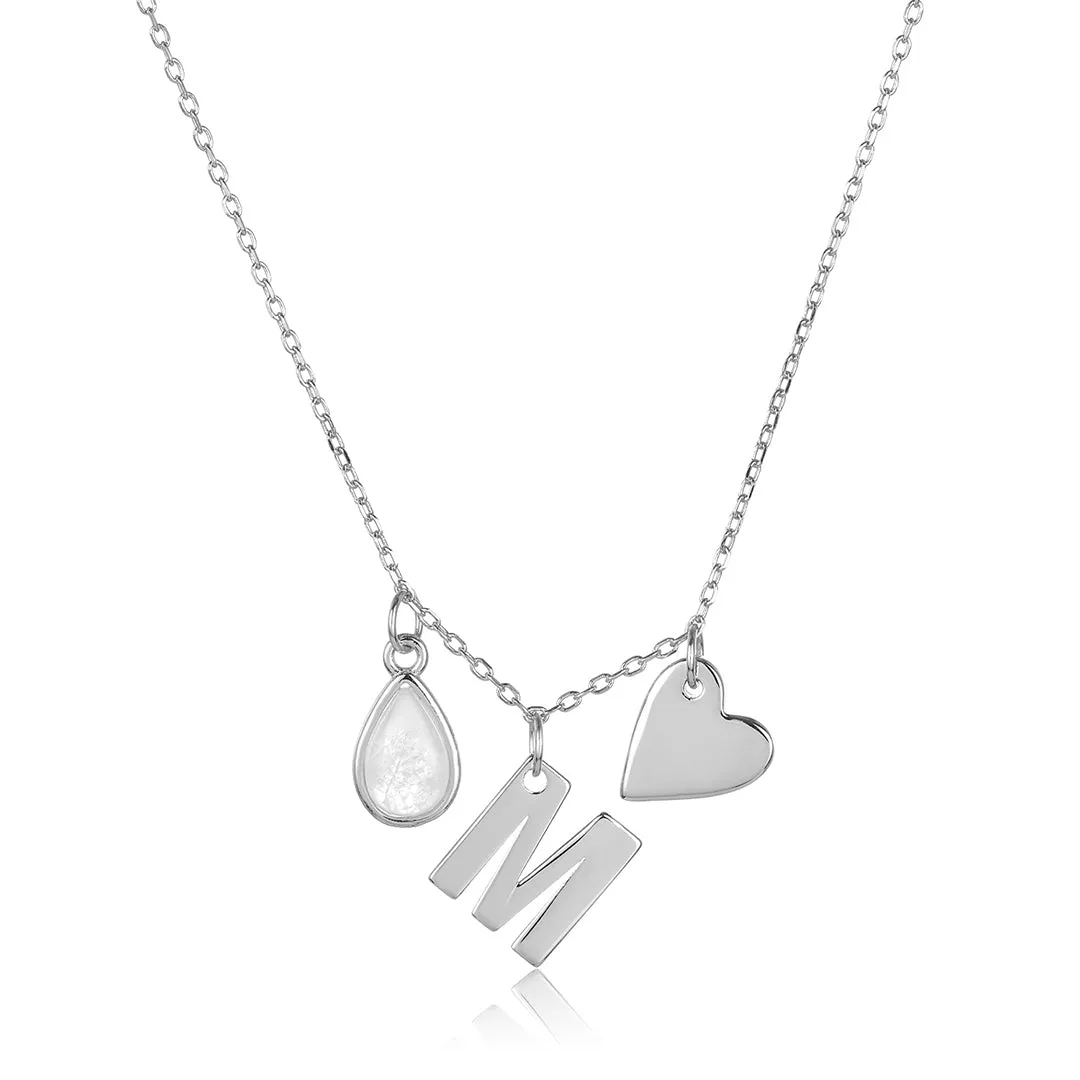 Moonstone Three Charm Necklace silver gold