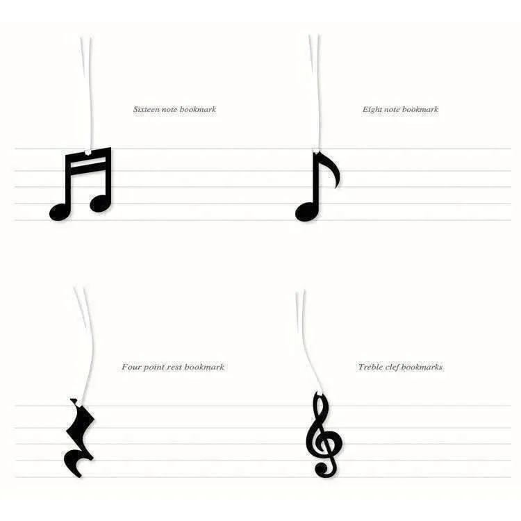 Music Themed Black Music Note Bookmarks