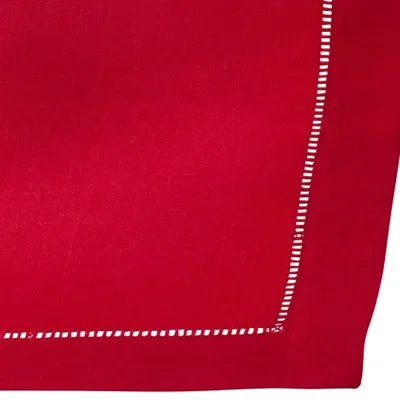 New - 12pk 14"x20" Hemstitch Border Design Placemat Red - Saro Lifestyle