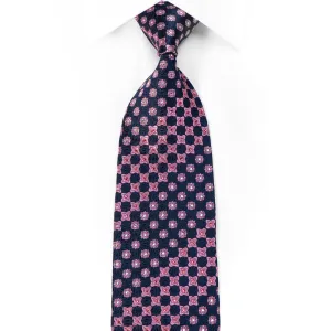 Nina Ricci Men's Crystal Silk Necktie Pink Geometric On Navy