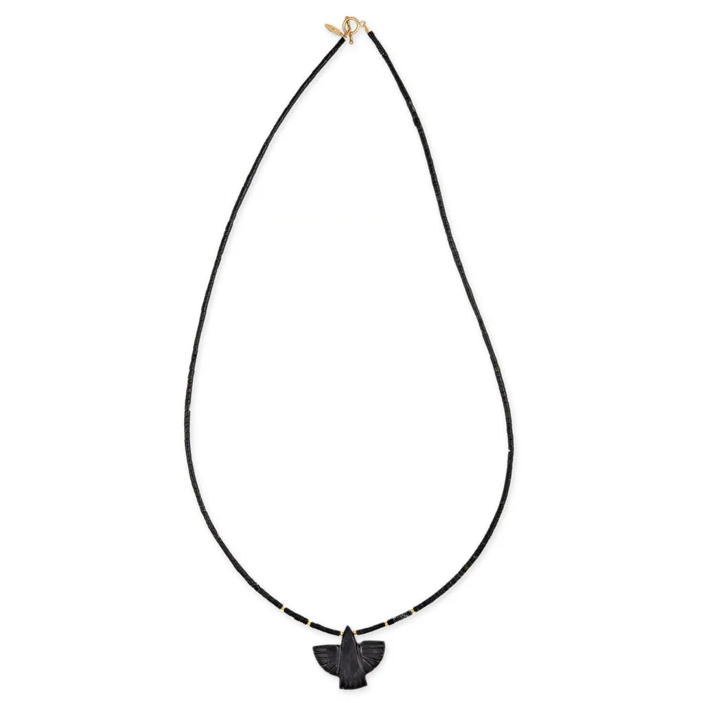 ONYX THUNDERBIRD   GOLD AND ONYX BEADED TOGGLE NECKLACE