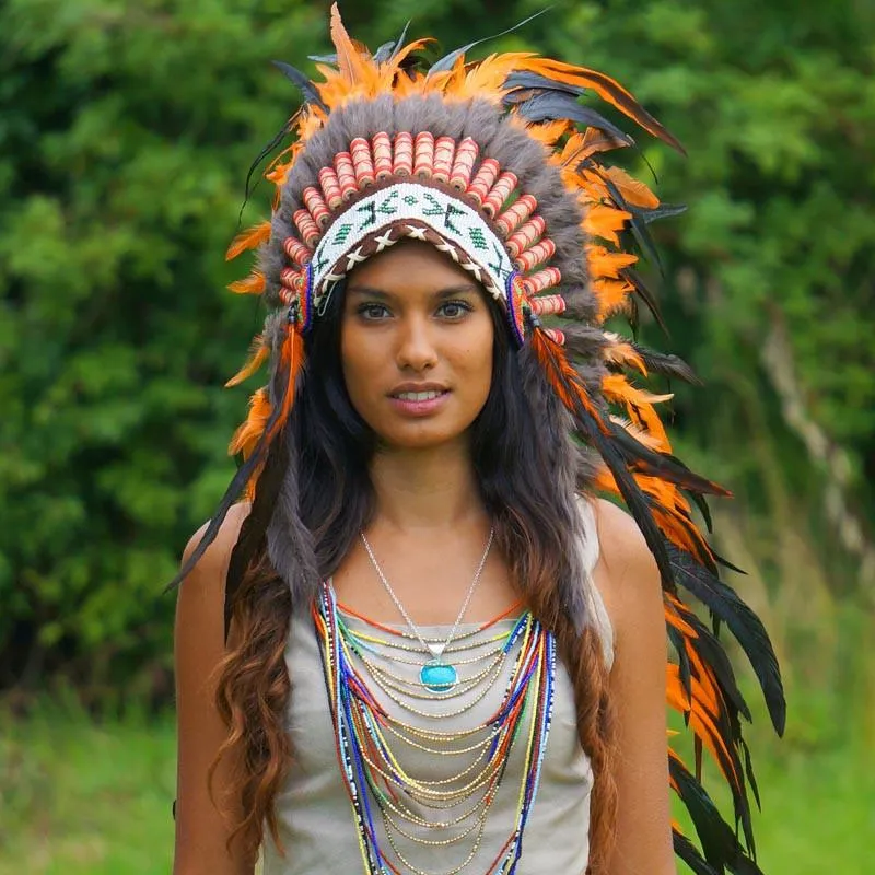 Orange Indian Headdress - 95cm