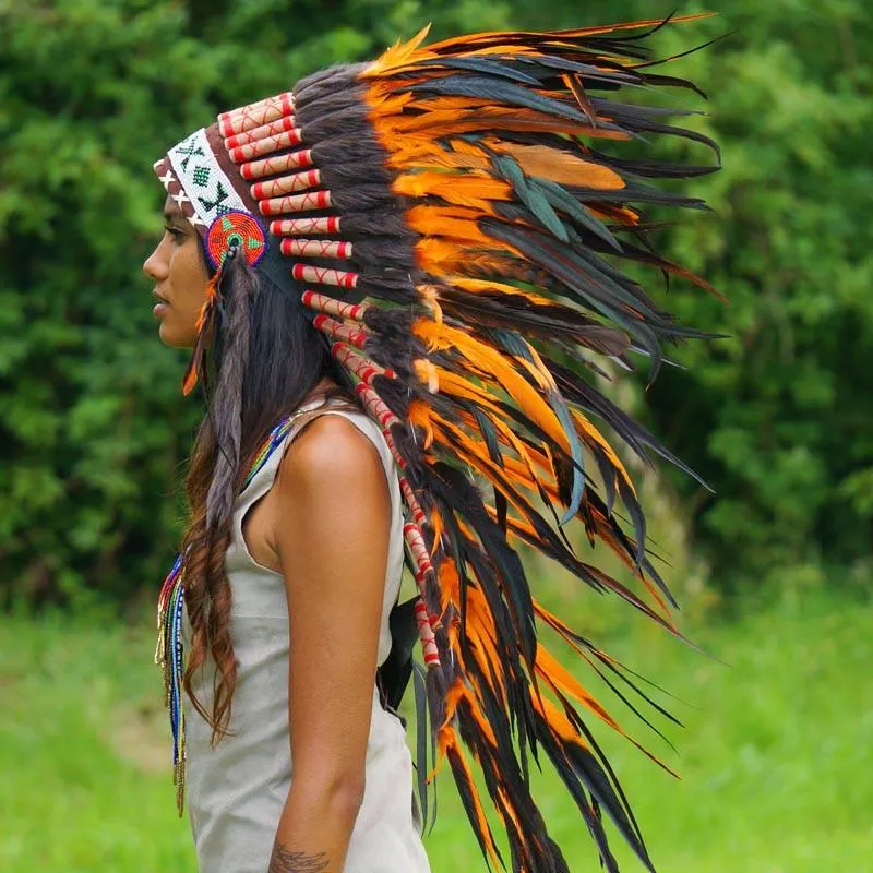 Orange Indian Headdress - 95cm