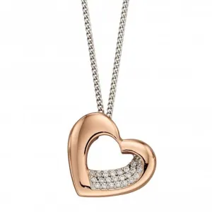 Organic Heart Rose Gold Plated Cubic Zirconia Pendant P4894C