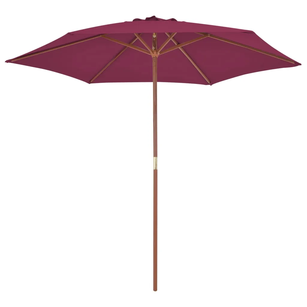 Outdoor Parasol with Wooden Pole 270 cm Bordeaux Red