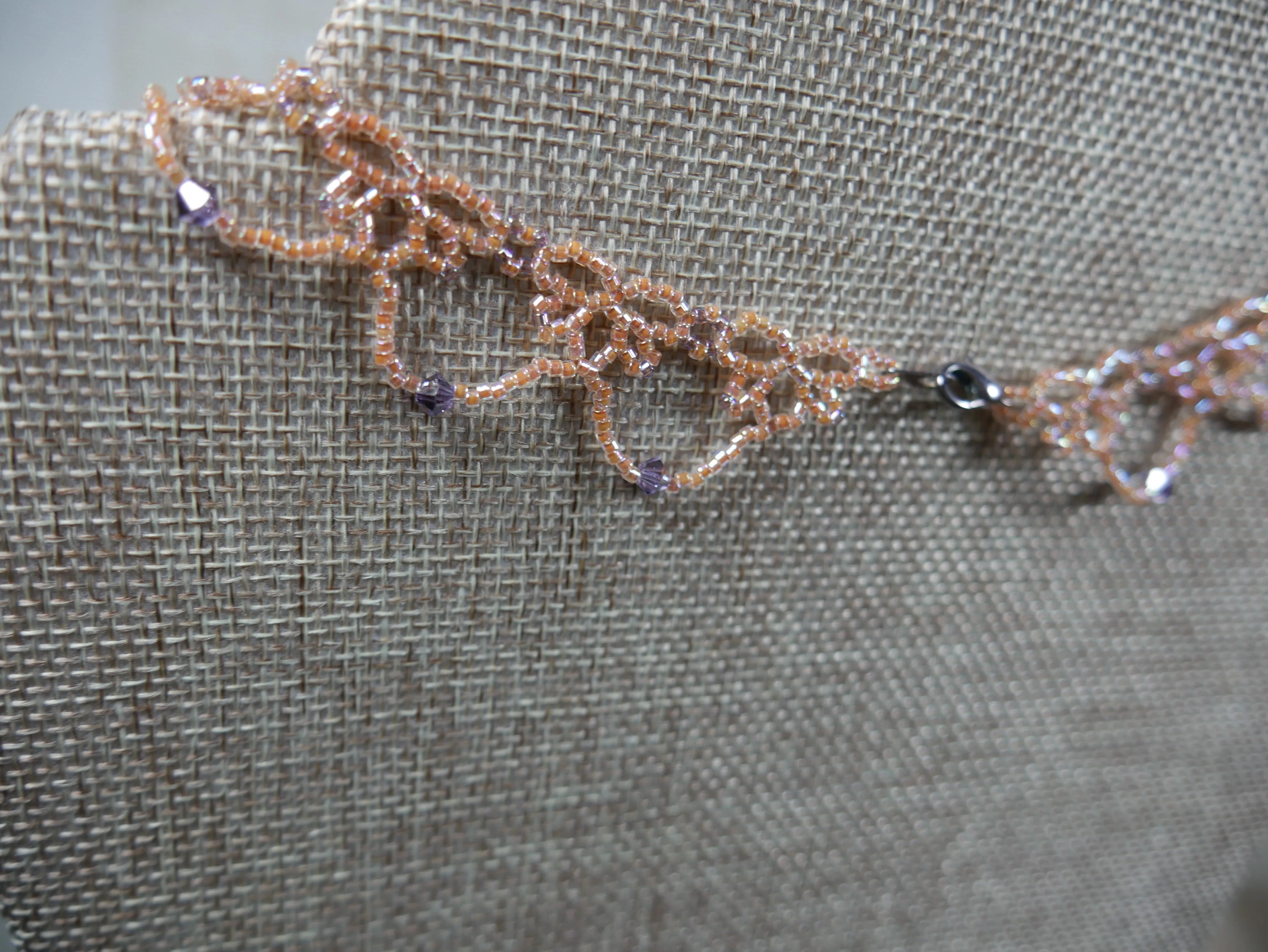 Pink and Purple Beaded Lace Choker