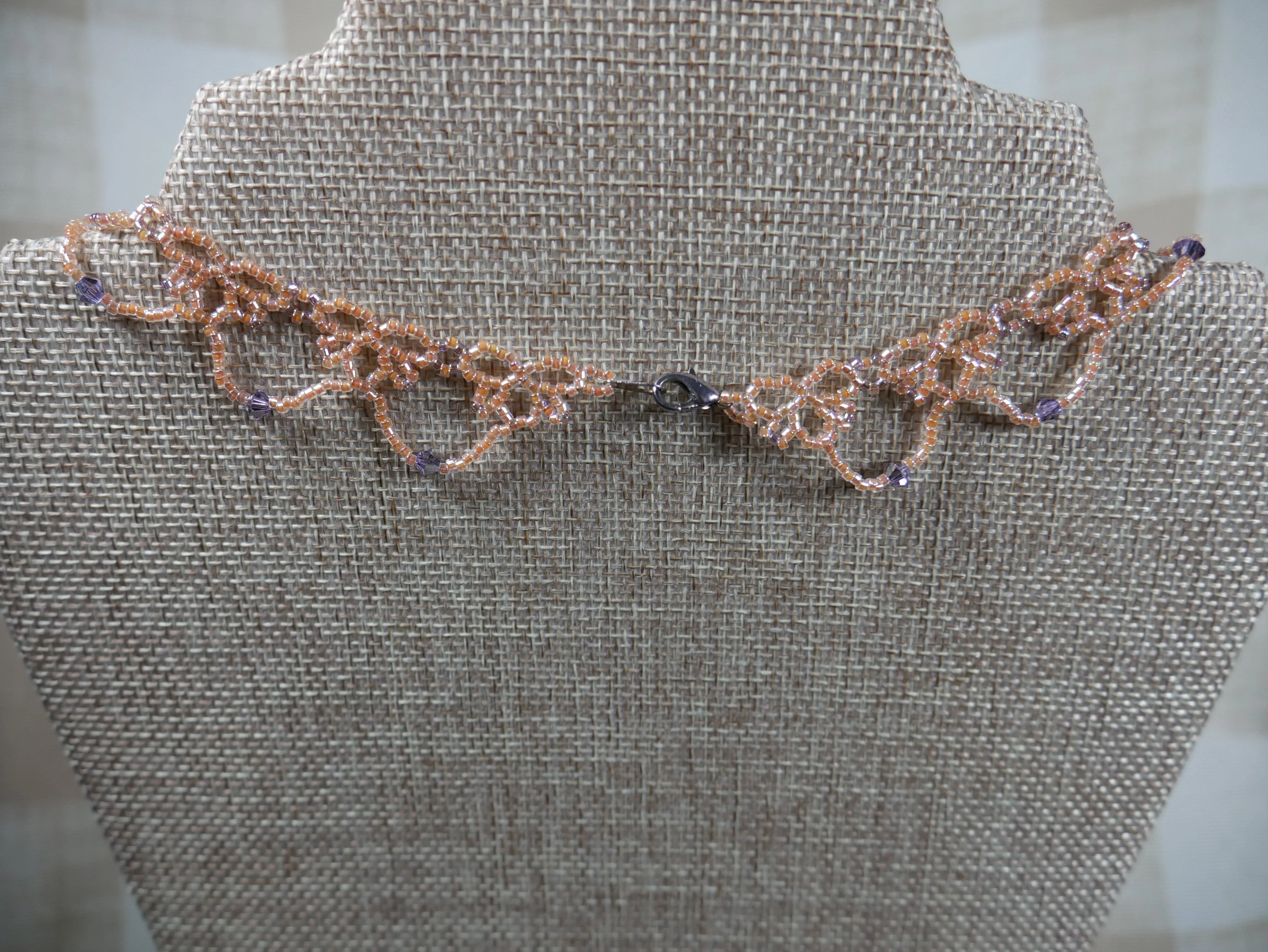 Pink and Purple Beaded Lace Choker