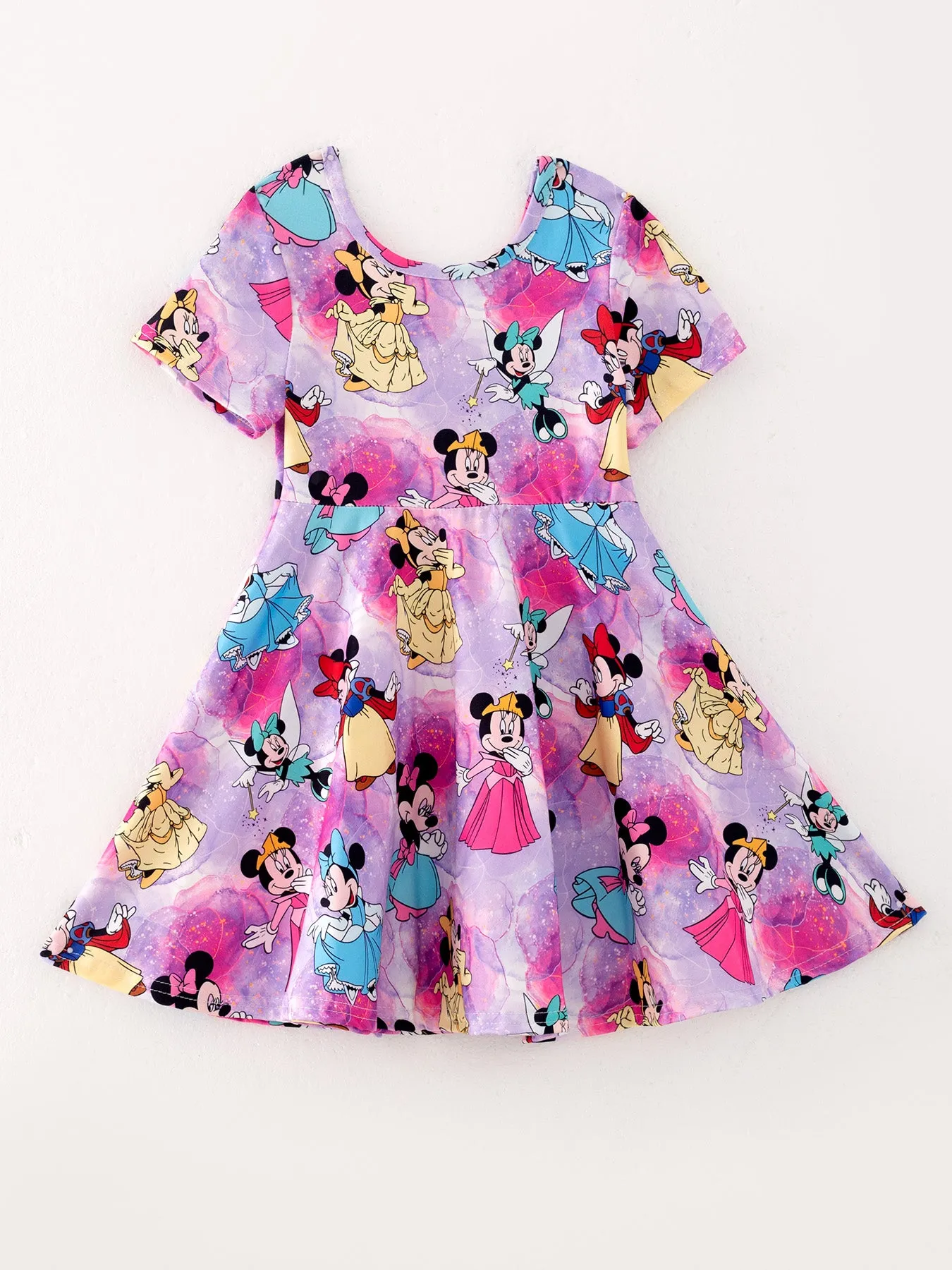 Purple Princess Print Milk Silk Dress