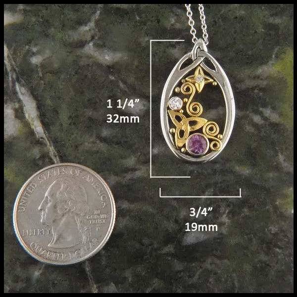 Purple Sapphire and Diamond Pendant and Earring Set