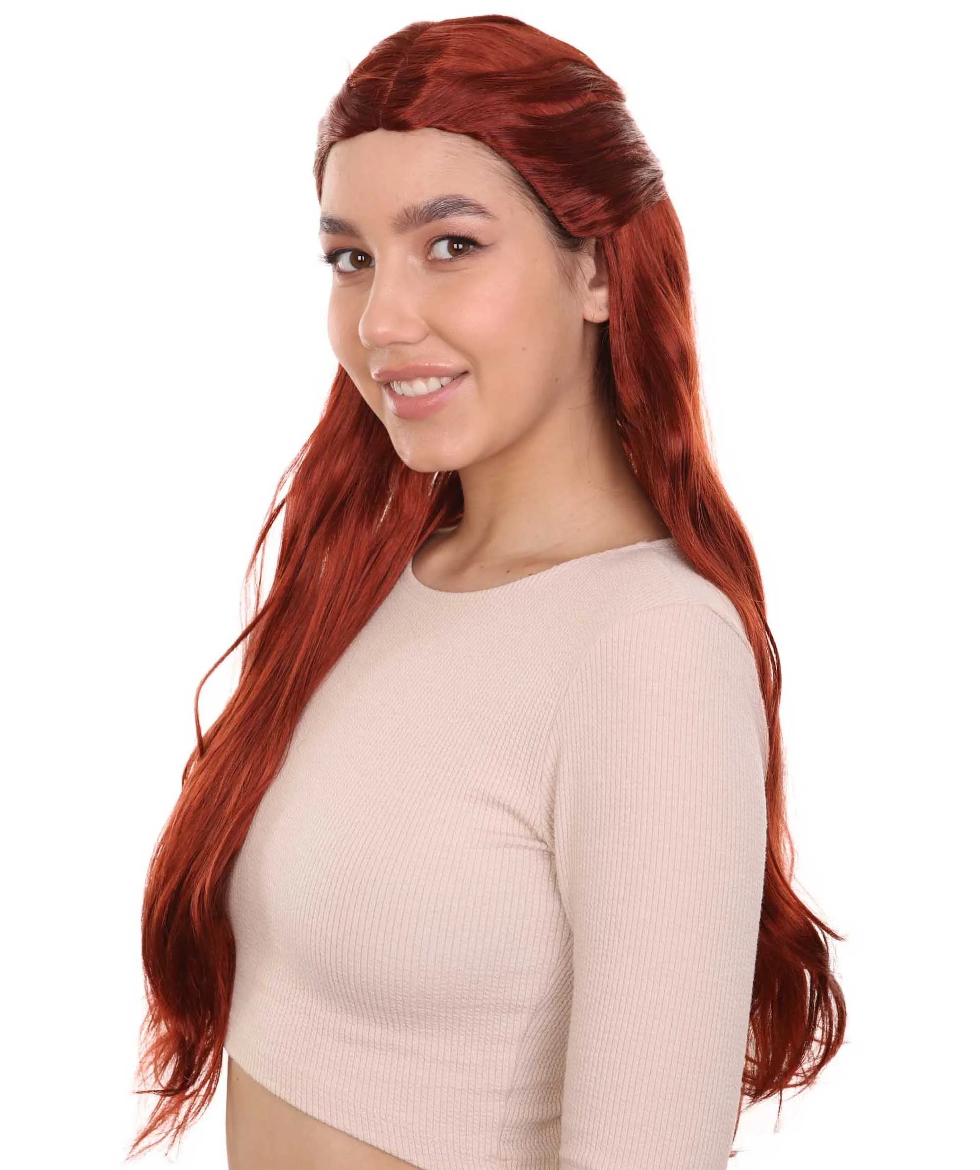 Queeny Womens Wig | Long Brown Fancy Halloween Wig | Premium Breathable Capless Cap