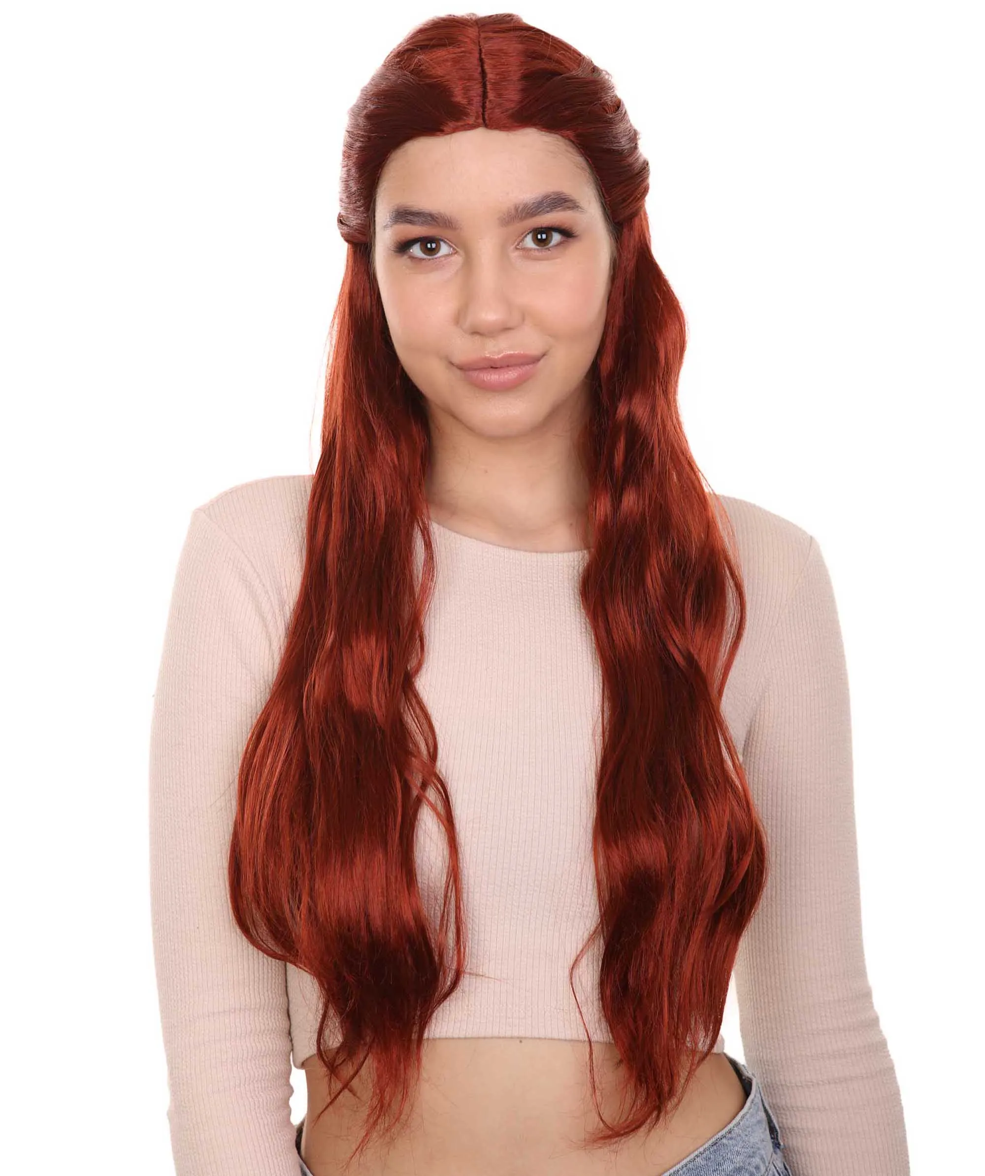 Queeny Womens Wig | Long Brown Fancy Halloween Wig | Premium Breathable Capless Cap