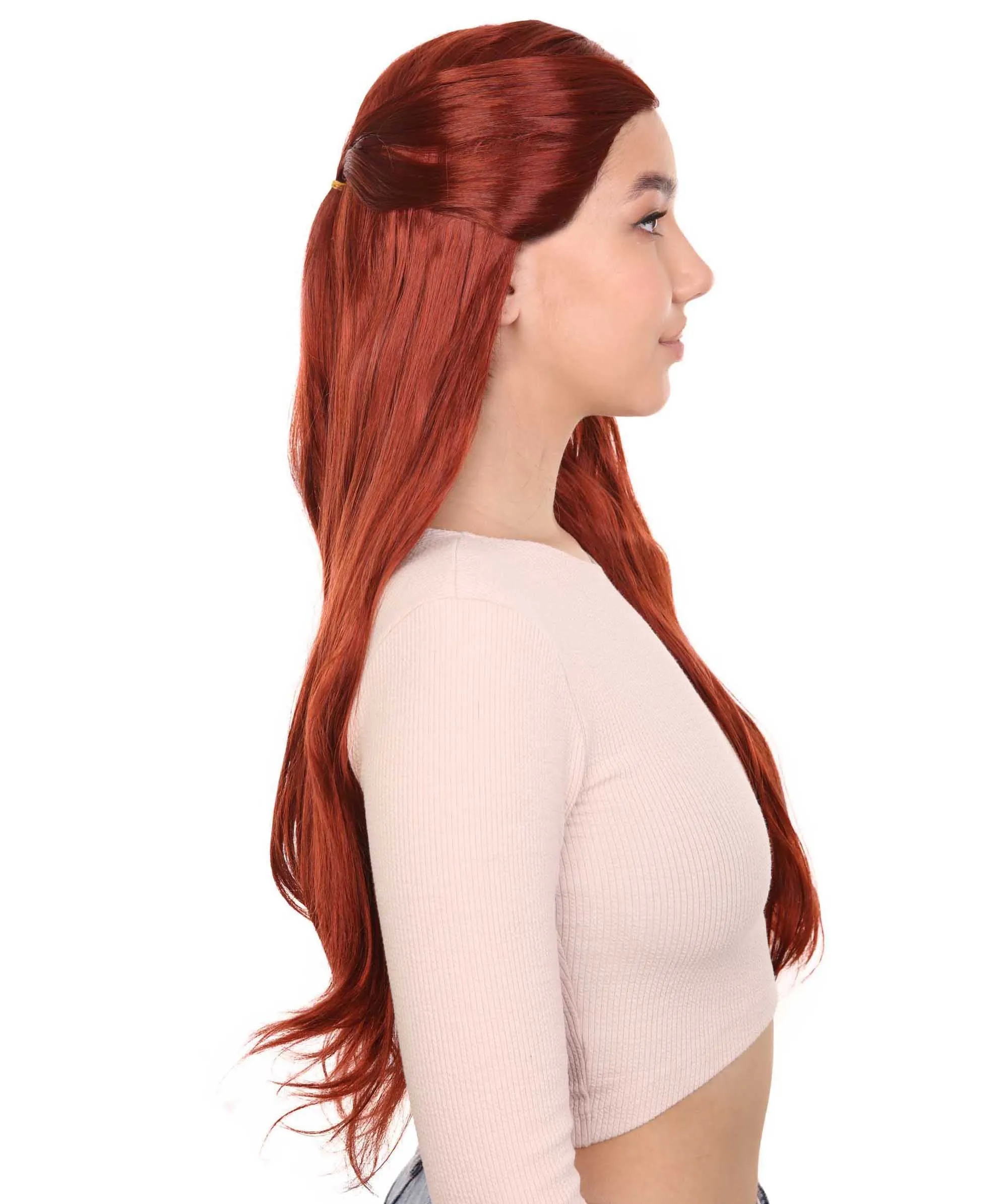 Queeny Womens Wig | Long Brown Fancy Halloween Wig | Premium Breathable Capless Cap