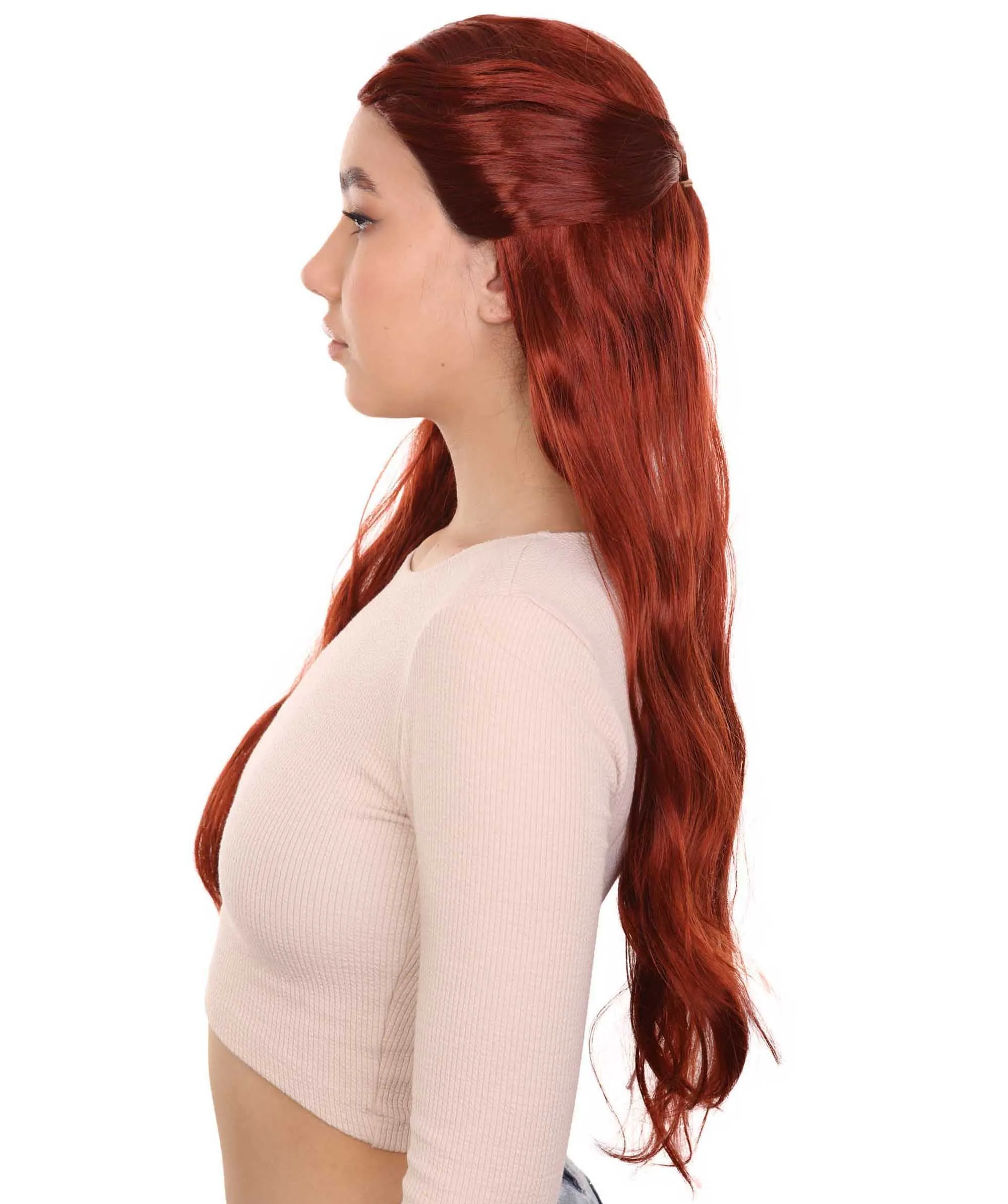 Queeny Womens Wig | Long Brown Fancy Halloween Wig | Premium Breathable Capless Cap