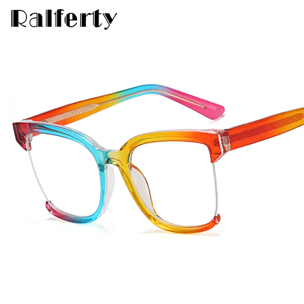 Ralferty Women's  Semi Rim Square Oversized Tr 90 Acetate Eyeglasses