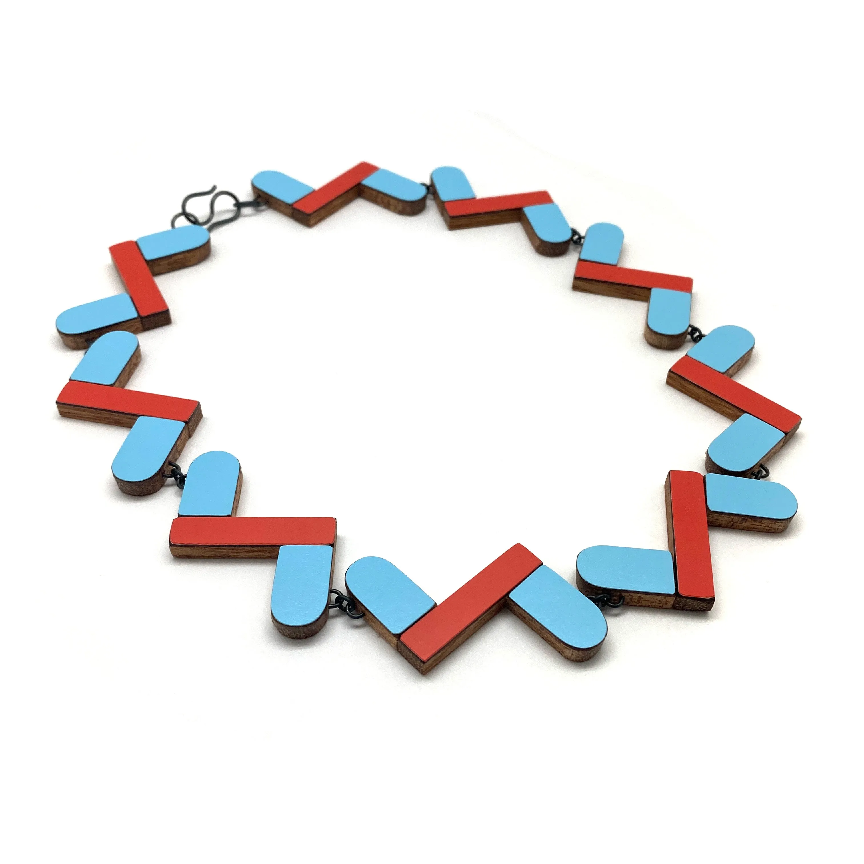 Red and Blue Geometric Necklace