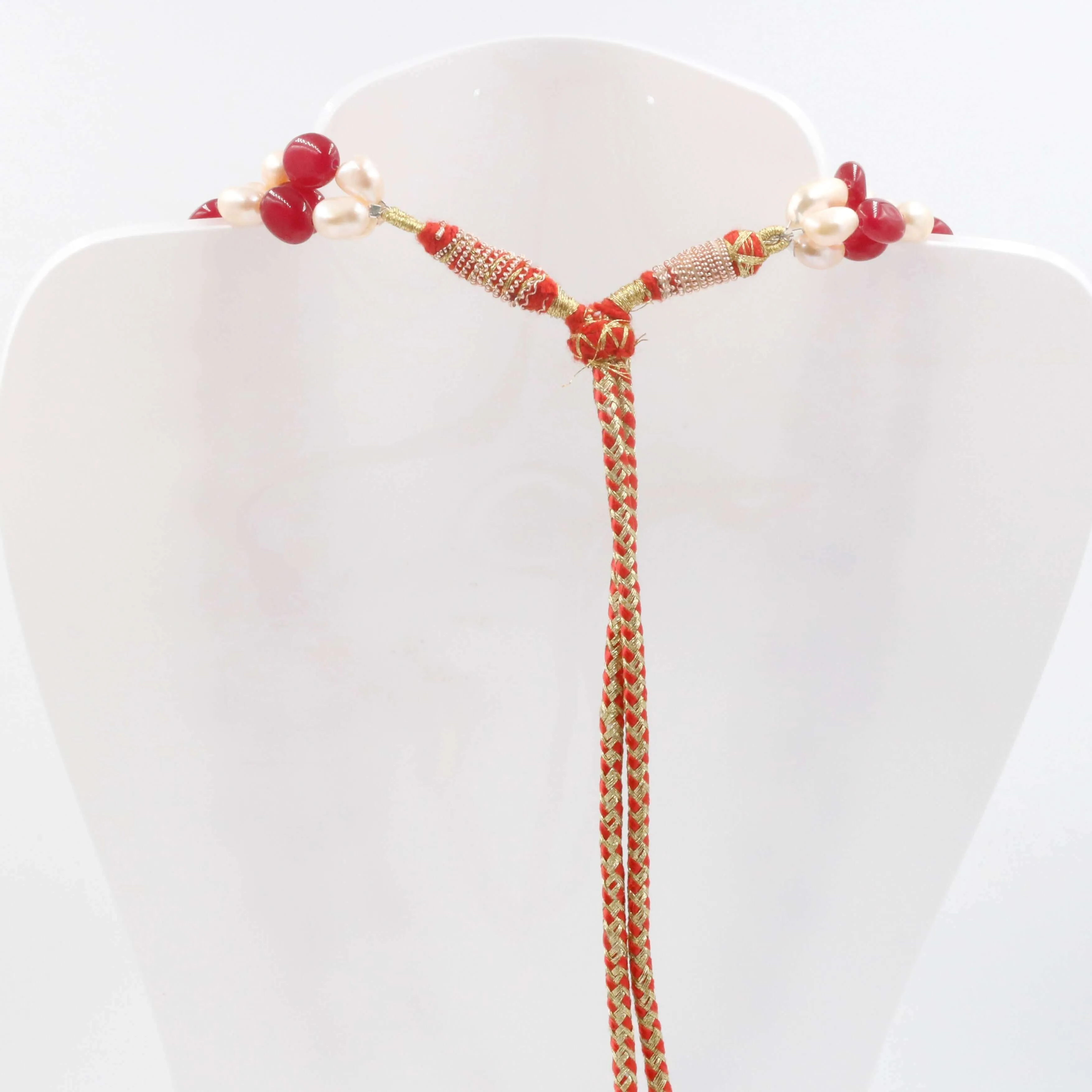 Red Quartz w/ Baroque Pearl Necklace Red Ruby Quartz Necklace Baroque Pearl Fresh Water Pearl Indian Sarafa Necklace SKU: 6143075