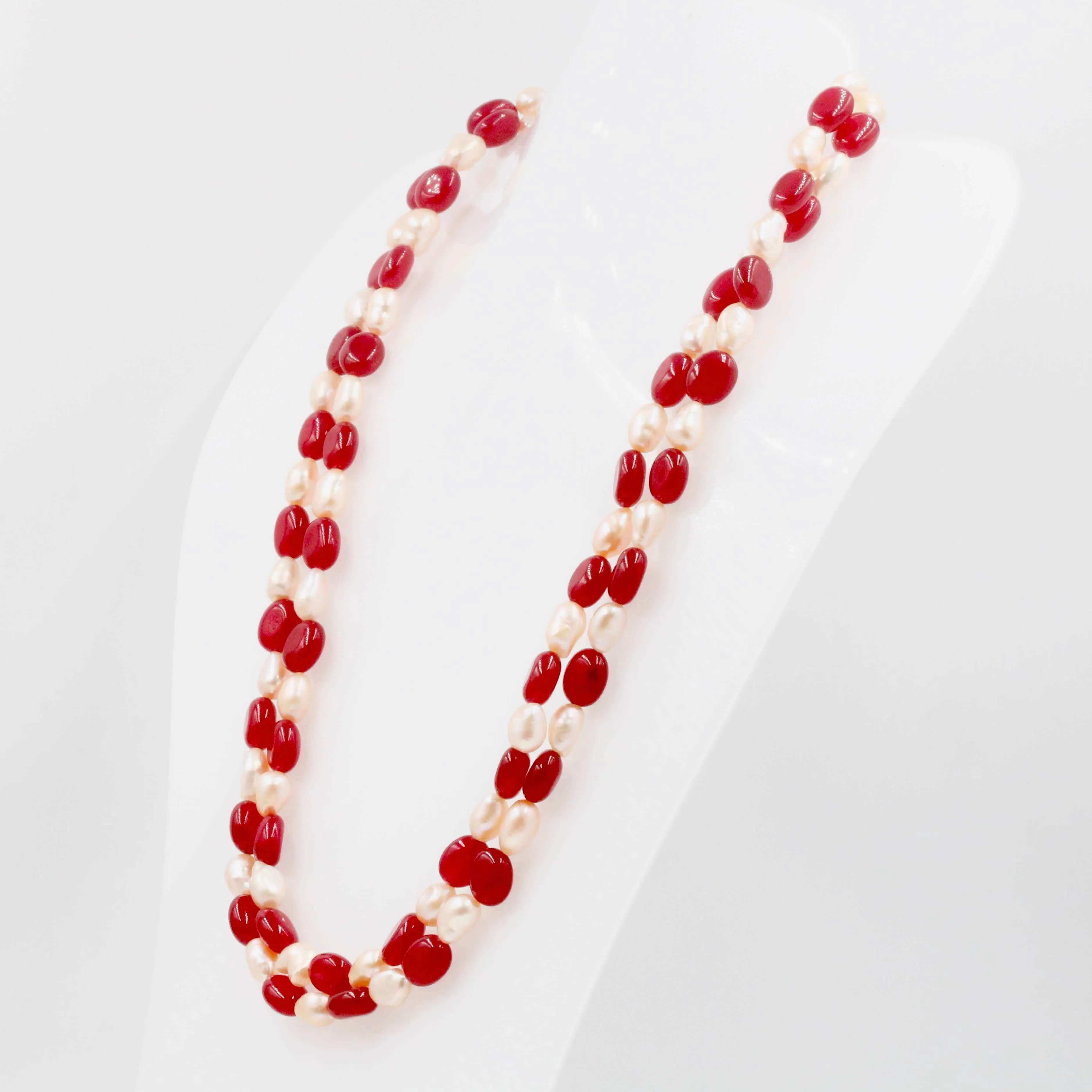 Red Quartz w/ Baroque Pearl Necklace Red Ruby Quartz Necklace Baroque Pearl Fresh Water Pearl Indian Sarafa Necklace SKU: 6143075