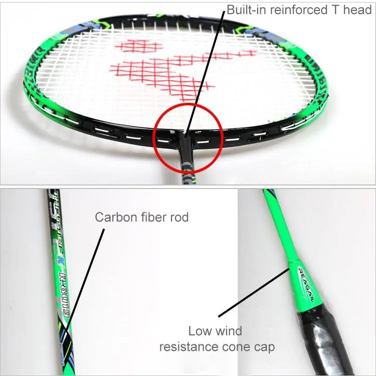 REGAIL 8019 2 PCS Carbon Durable Badminton Racket for Beginners (Green)