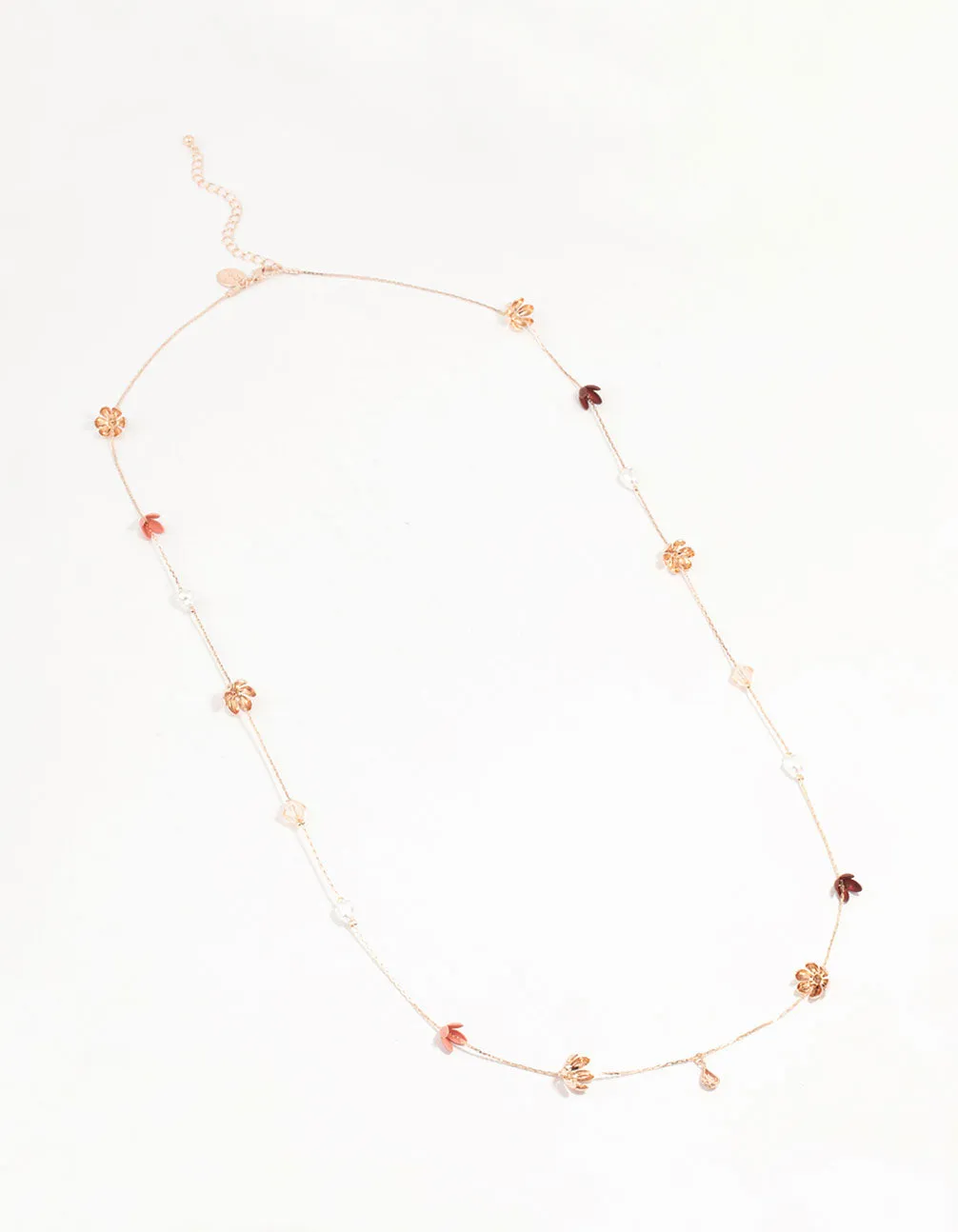 Rose Gold & Red Flowers Large Necklace