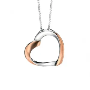 Rose Gold Plated Ribbon Heart Pendant P4325