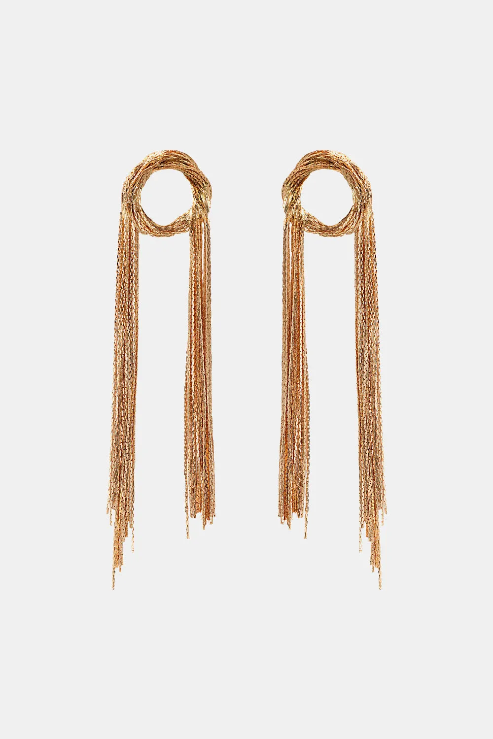 Round Shape Fringed Copper Earrings