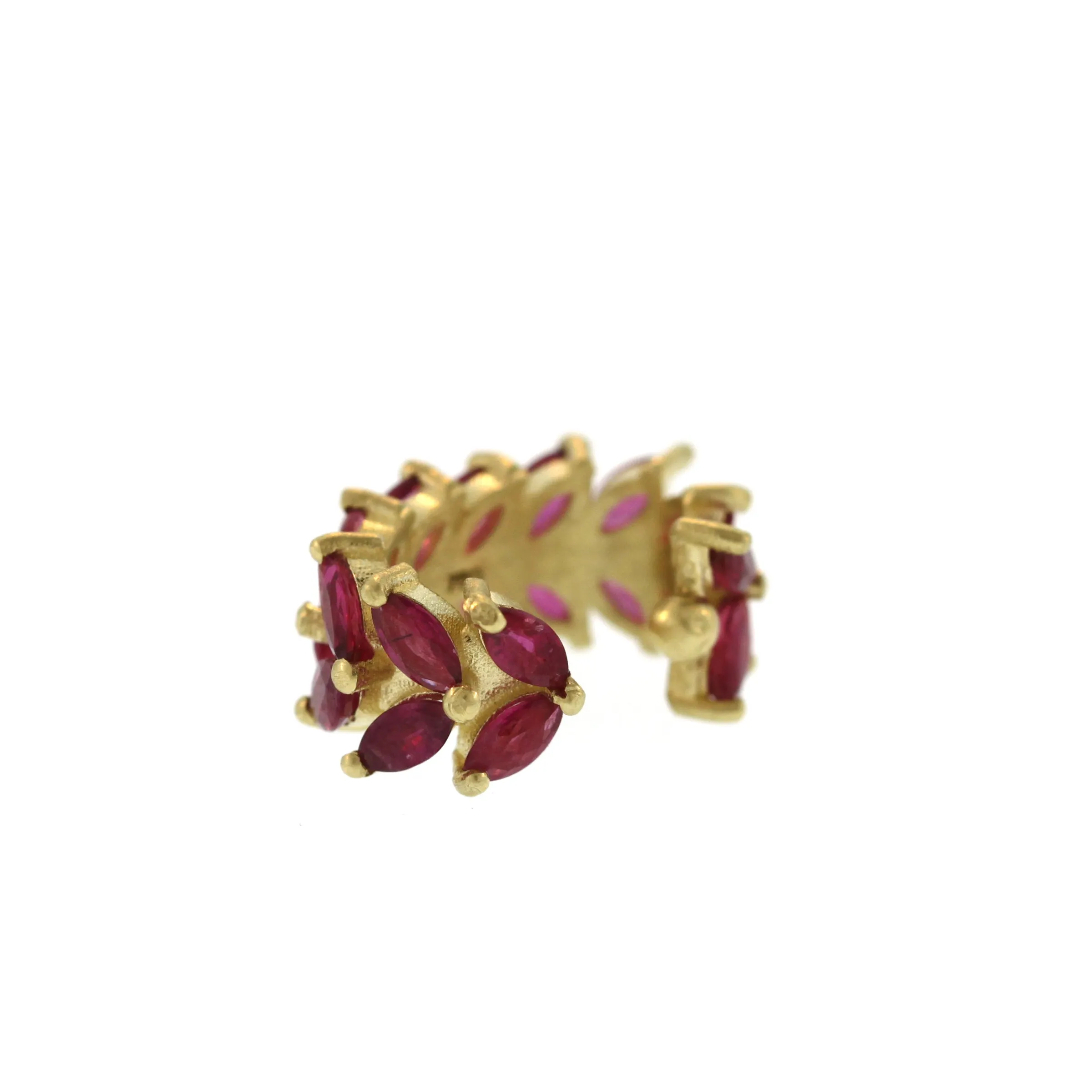 Ruby Leaf Ear Cuff