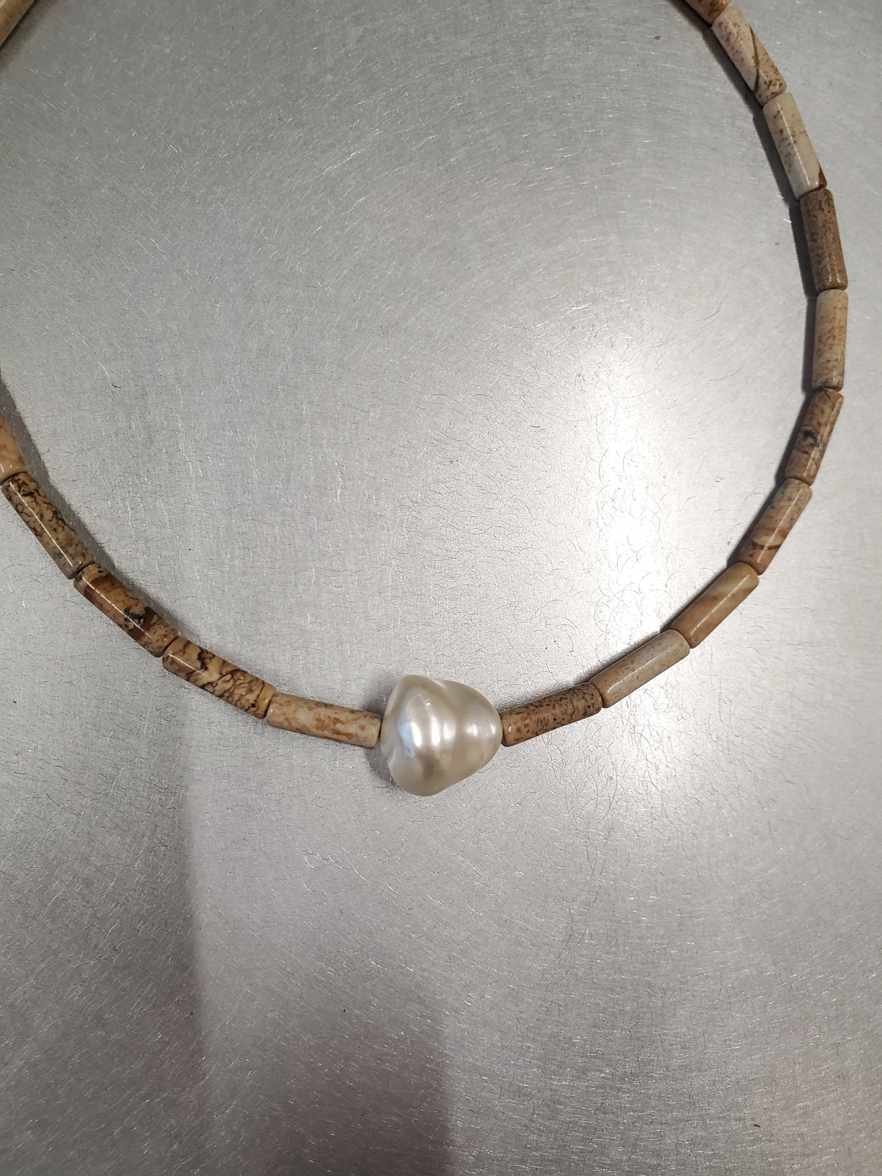 Sand Jasper and Pearl choker