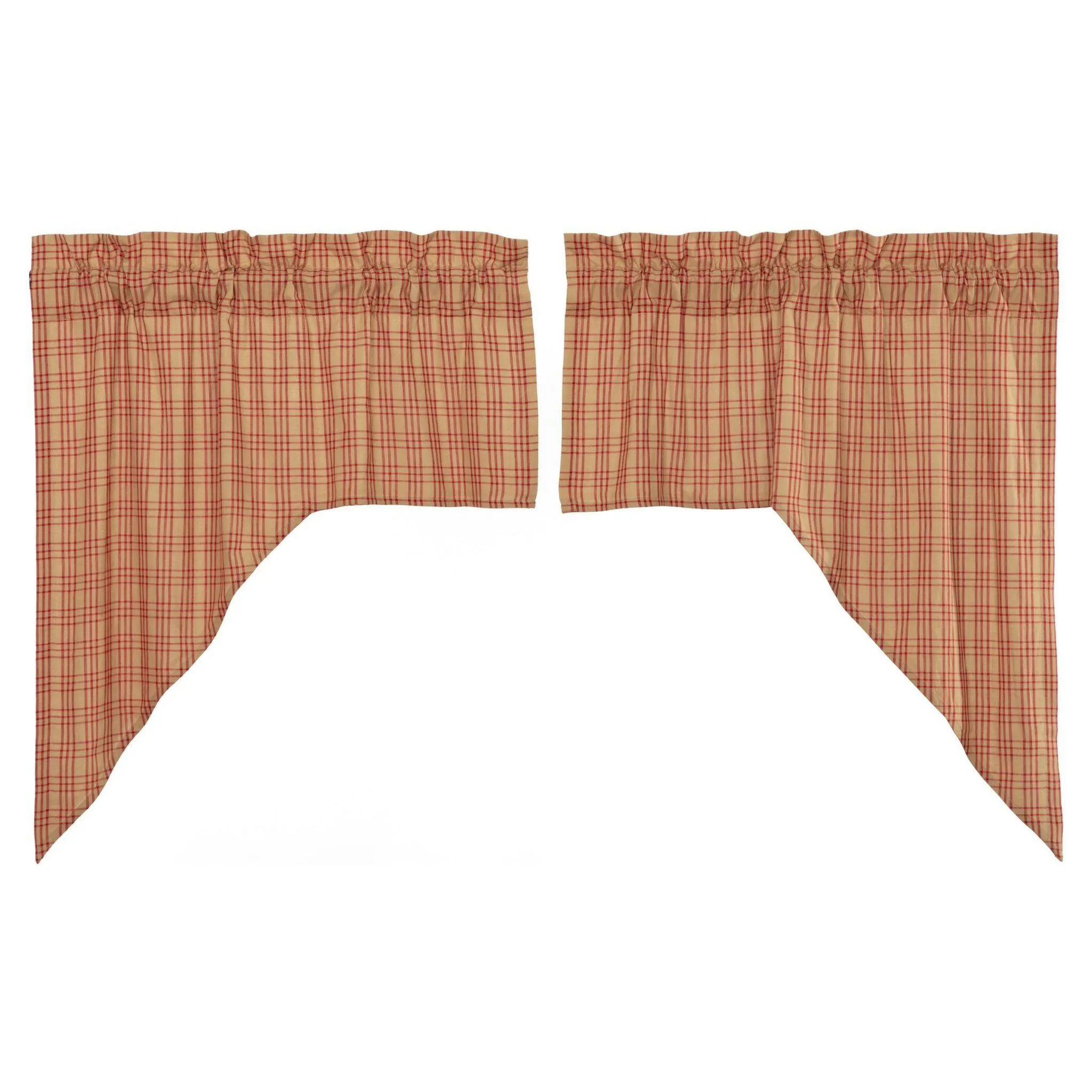 Sawyer Mill Red Plaid Lined Swag Curtains