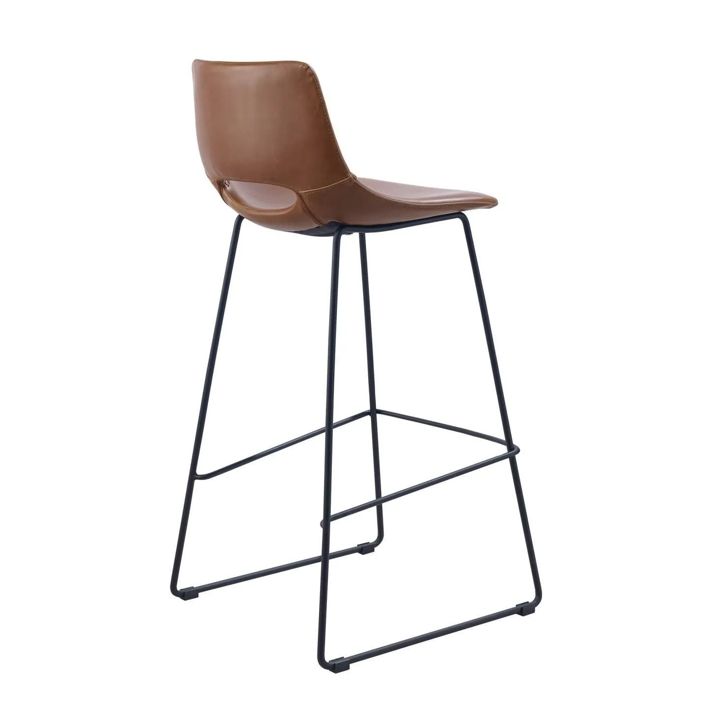 Set of 2 - Bernard Faux Leather Bar Stool - Light Brown