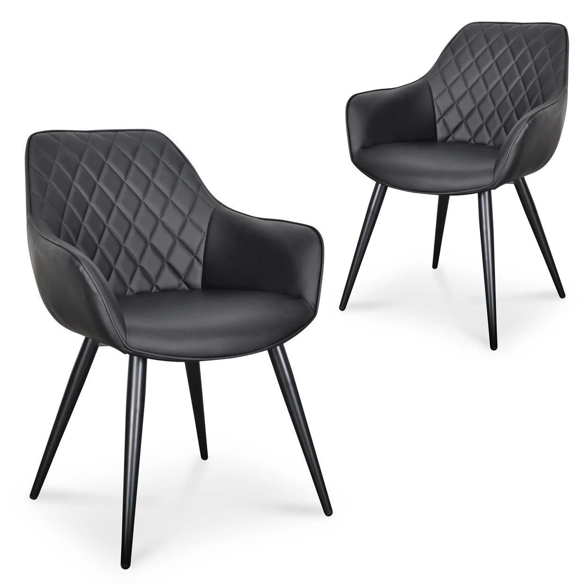 Set Of 2 - George Dining Chair - Black PU