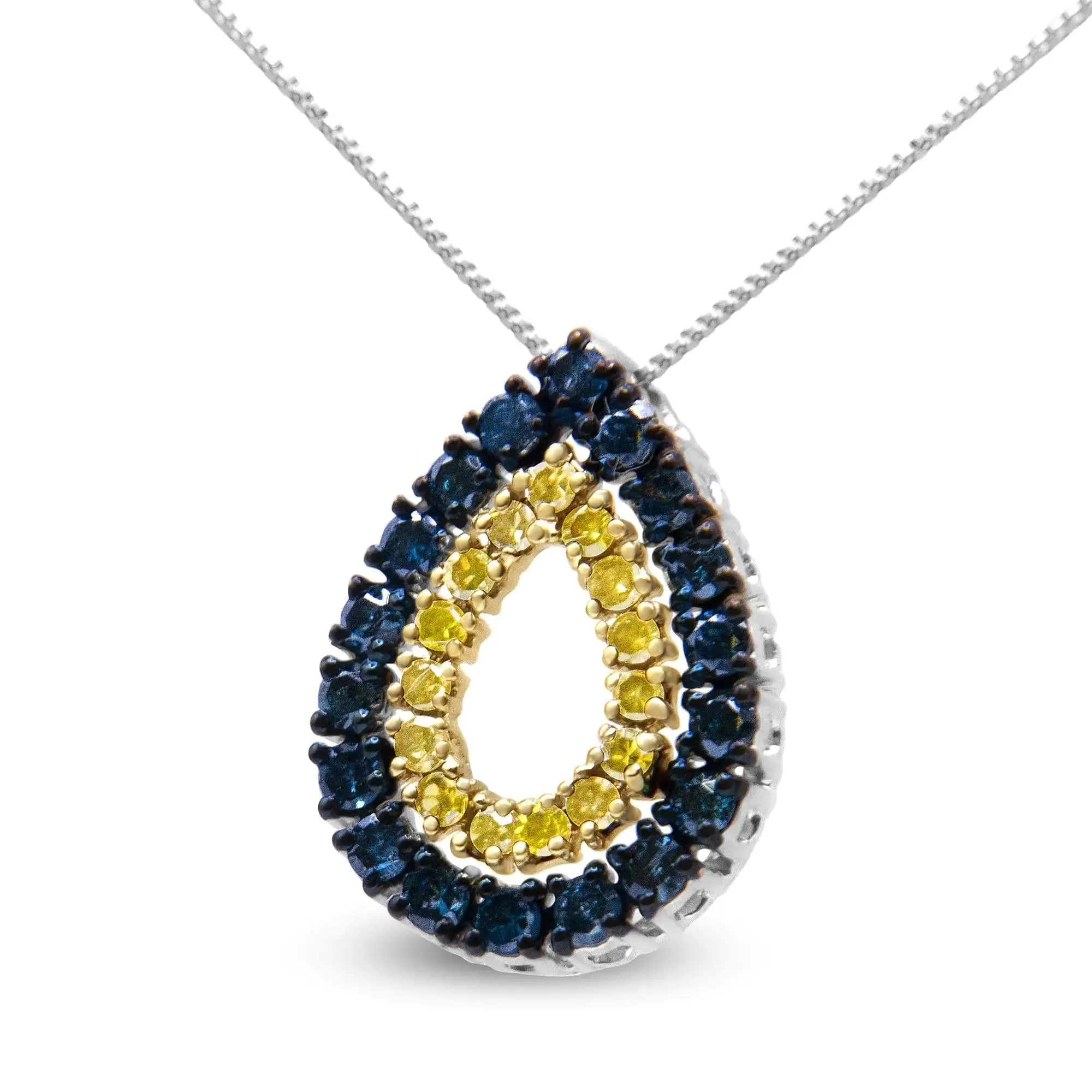 Silver and Yellow Diamond Pendant Necklace