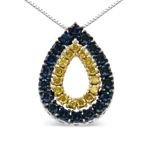 Silver and Yellow Diamond Pendant Necklace