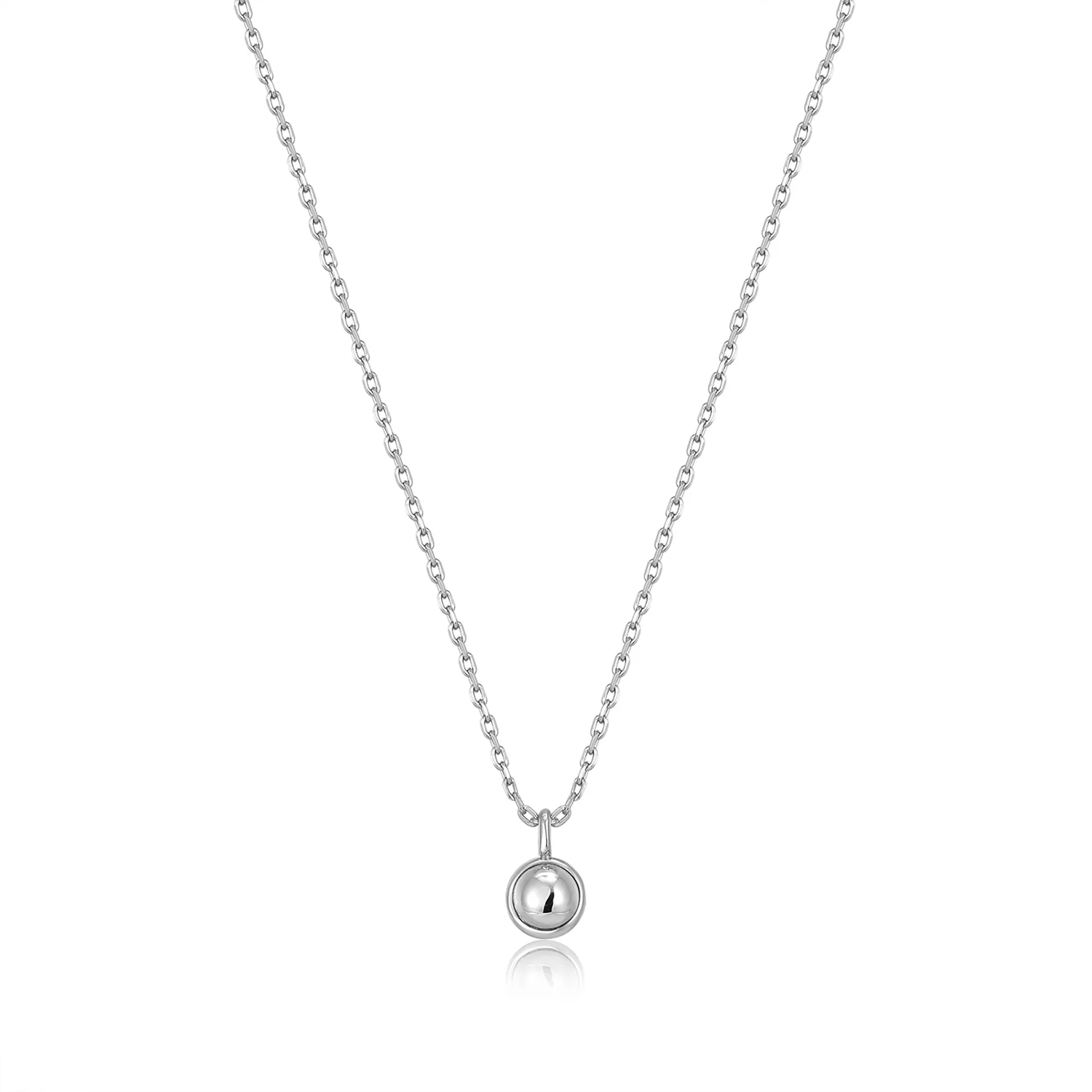 Silver Orb Drop Pendant Necklace