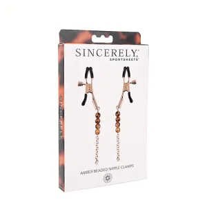 Sincerely, Sportsheets Amber Adjustable Beaded Nipple Clamps Tortoiseshell