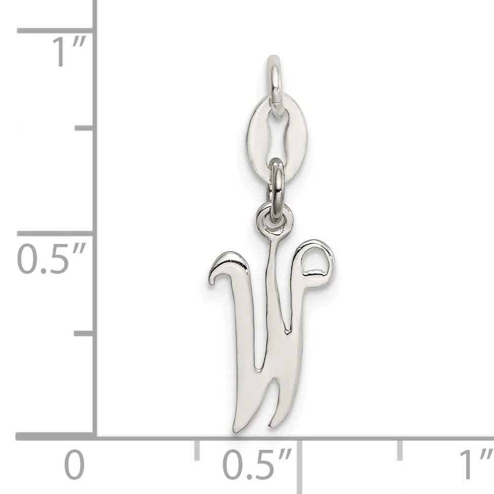 Sterling Silver Chain SlideW Charm Pendant