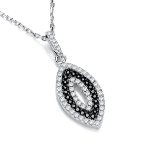 Sterling Silver Fancy Black and White CZ Necklace