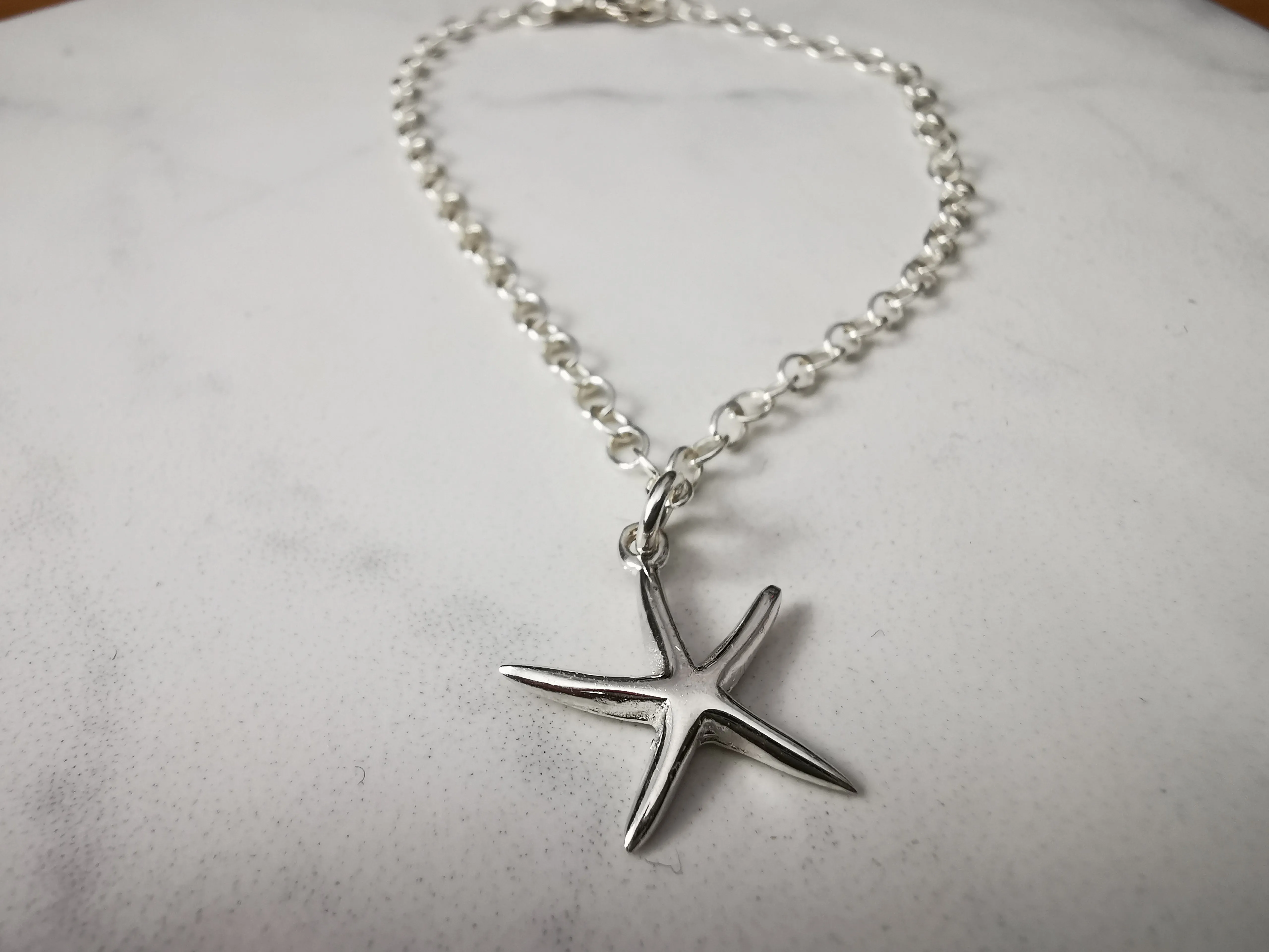 Sterling Silver Starfish Pendant Bracelet