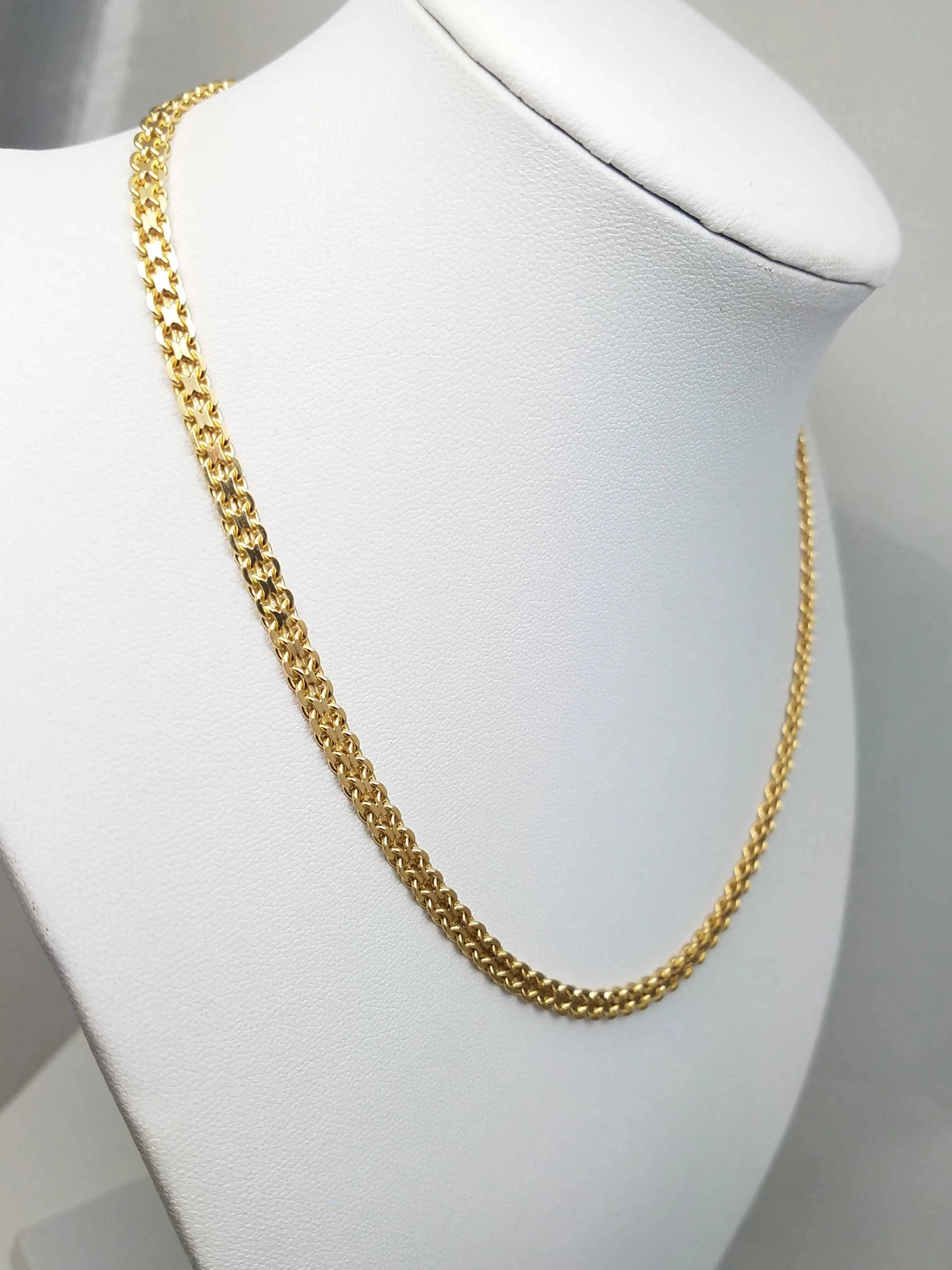 Tasteful 14k Yellow Gold Solid Bismark Link 16" Necklace