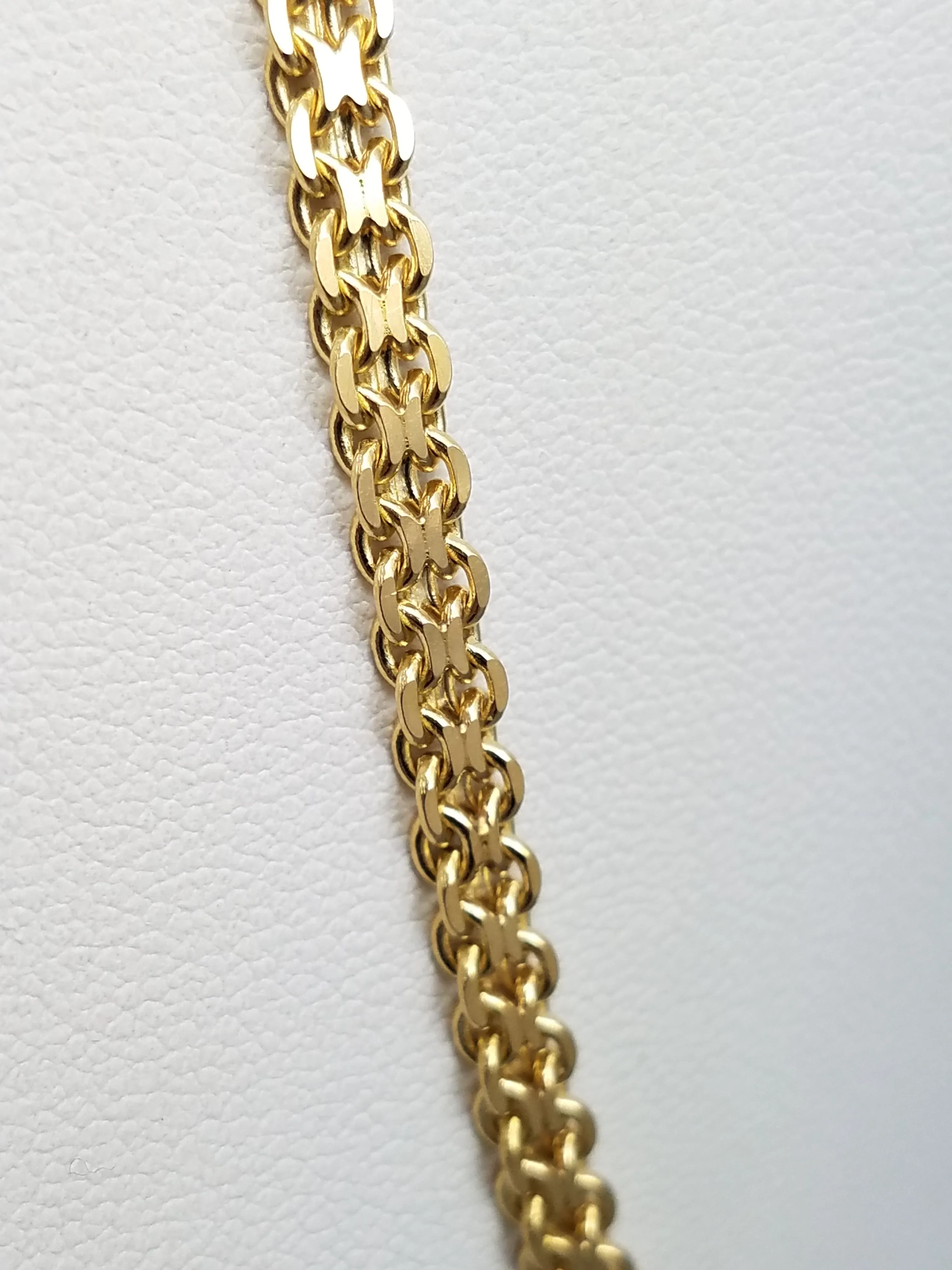 Tasteful 14k Yellow Gold Solid Bismark Link 16" Necklace