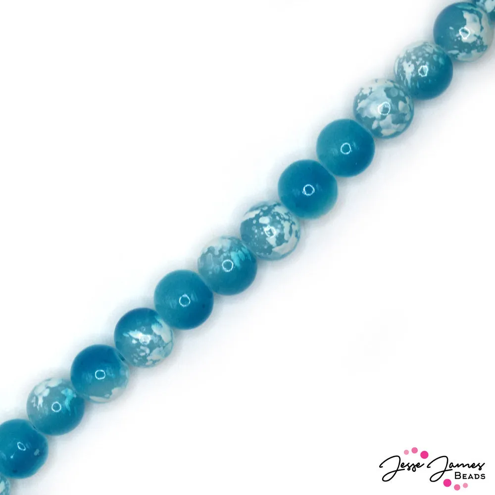 Teal Bubbles Single-Style Glass Beads